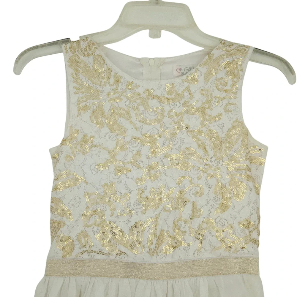 Children's Place  Gold And Ivory Sleeveless Dress Size 10 Girls Kids, Sequins